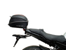 Ventura Yamaha MT-10, MT-10 SP (22 - >) Bike-Pack Kit includes EVO-12 pack, Evo-Rack mounted on the motorcycle, L-bracket with screws, and labeled Adjustable Pack-Rack. Each part is clearly identified in the generic image.