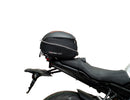 Ventura Yamaha MT-10, MT-10 SP (22 - >) Bike-Pack Kit includes EVO-12 pack, Evo-Rack mounted on the motorcycle, L-bracket with screws, and labeled Adjustable Pack-Rack. Each part is clearly identified in the generic image.