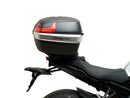 Ventura Yamaha MT-10, MT-10 SP (22 - >) Bike-Pack Kit includes EVO-12 pack, Evo-Rack mounted on the motorcycle, L-bracket with screws, and labeled Adjustable Pack-Rack. Each part is clearly identified in the generic image.