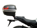 Ventura Yamaha MT-10, MT-10 SP (22 - >) Bike-Pack Kit includes EVO-12 pack, Evo-Rack mounted on the motorcycle, L-bracket with screws, and labeled Adjustable Pack-Rack. Each part is clearly identified in the generic image.
