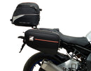 Ventura Yamaha MT-10, MT-10 SP (22 - >) Bike-Pack Kit includes EVO-12 pack, Evo-Rack mounted on the motorcycle, L-bracket with screws, and labeled Adjustable Pack-Rack. Each part is clearly identified in the generic image.