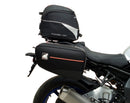 Ventura Yamaha MT-10, MT-10 SP (22 - >) Bike-Pack Kit includes EVO-12 pack, Evo-Rack mounted on the motorcycle, L-bracket with screws, and labeled Adjustable Pack-Rack. Each part is clearly identified in the generic image.