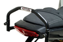 Ventura Yamaha MT-10, MT-10 SP (22 - >) Bike-Pack Kit includes EVO-12 pack, Evo-Rack mounted on the motorcycle, L-bracket with screws, and labeled Adjustable Pack-Rack. Each part is clearly identified in the generic image.