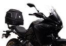 The Ventura EVO-12 Bike-Pack Kit for Yamaha Tracer 7 (23>) includes a black tail bag, EVO-RACK metal Sport-Rack, L-brackets with screws, all shown on a white background with product labels.