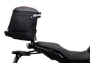 The Ventura EVO-12 Bike-Pack Kit for Yamaha Tracer 7 (23>) includes a black tail bag, EVO-RACK metal Sport-Rack, L-brackets with screws, all shown on a white background with product labels.