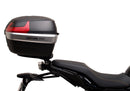 The Ventura EVO-12 Bike-Pack Kit for Yamaha Tracer 7 (23>) includes a black tail bag, EVO-RACK metal Sport-Rack, L-brackets with screws, all shown on a white background with product labels.