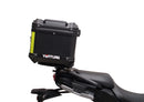Ventura EVO-12 Bike-Pack Kit for Yamaha Tracer 9GT/9GT Plus (22->), includes a black bike-pack, Evo-Rack, sturdy L-Bracket with screws (shown as "Generic Image"), all clearly labeled on a white background.