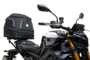 Image showing the Ventura EVO-12 Bike-Pack Kit for Yamaha MT-09, SP, Y-AMT (24->), with three labeled items: EVO-12 Pack (compact black bag), Evo-Rack (metal pack-rack on bike), and L-Bracket (black brackets with screws).