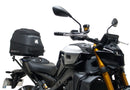 Image showing the Ventura EVO-12 Bike-Pack Kit for Yamaha MT-09, SP, Y-AMT (24->), with three labeled items: EVO-12 Pack (compact black bag), Evo-Rack (metal pack-rack on bike), and L-Bracket (black brackets with screws).