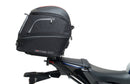 Image showing the Ventura EVO-12 Bike-Pack Kit for Yamaha MT-09, SP, Y-AMT (24->), with three labeled items: EVO-12 Pack (compact black bag), Evo-Rack (metal pack-rack on bike), and L-Bracket (black brackets with screws).