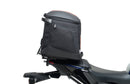 Image showing the Ventura EVO-12 Bike-Pack Kit for Yamaha MT-09, SP, Y-AMT (24->), with three labeled items: EVO-12 Pack (compact black bag), Evo-Rack (metal pack-rack on bike), and L-Bracket (black brackets with screws).