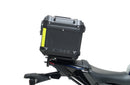 Image showing the Ventura EVO-12 Bike-Pack Kit for Yamaha MT-09, SP, Y-AMT (24->), with three labeled items: EVO-12 Pack (compact black bag), Evo-Rack (metal pack-rack on bike), and L-Bracket (black brackets with screws).