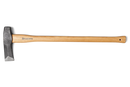 The Husqvarna Sledge Axe by Husqvarna boasts a smooth, polished wooden handle displaying the Husqvarna logo near the head. The robust head is made from hand-forged Swedish steel and features a sharp edge perfect for chopping. A convenient hole is located near the end of the handle.
