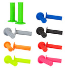 The image displays a selection of colorful O'Neal MX PRO FULL DIAMOND Grips by ONEAL, available in pairs of green, blue, gray, black, orange, red, yellow, and pink. Highlighted is a tube labeled "ODI Grip Glue 5ML," emphasizing the word "FREE." These grips are constructed from medium compound material for enhanced durability.