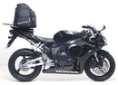 The image shows a Ventura EVO-12 bike-pack kit, including a black EVO-12 pack and an Adjustable Pack-Rack for versatile storage, along with an L-bracket and screws designed for installation on the Honda CBR 1000 RR6, RR7 Fireblade (06-07).