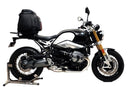 The Ventura EVO-12 Bike-Pack Kit for the BMW R nineT (15 - >) includes a stylish black pack with orange accents, mounted on the EVO-RACK. It features a versatile Top-Box Rack with L-brackets and screws, as shown in a generic image.