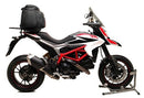 Image of the versatile Ducati 820SP Hypermotard (13-15) Kit by Ventura, featuring a sleek black bike-pack with orange accents labeled "EVO-12 PACK," an adjustable "Evo-Rack" for easy mounting, and sturdy metal brackets labeled "L-BRACKET.