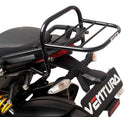 Ventura EVO-12 Bike-Pack Kit for Ducati 820 Hypermotard (13-15) includes EVO-12 pack, Top-Box Rack, L-Bracket with bolts/hardware. Images clearly label Adjustable Pack-Rack components.