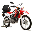 Ventura EVO-12 Bike-Pack Kit for Honda CRF 250L (13-21), includes a black EVO-12 pack, Evo-Rack Top-Box Rack fitted on the bike, and a labeled L-bracket with screws, shown in a representative image.