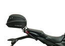 Image showcasing a Ventura EVO-12 Bike-Pack Kit containing three components: a black and gray EVO-12 pack with zipper, an Evo-Rack on a Honda CB 650R/CBR 650R (19-20) for stability, and L-brackets with screws, all in this generic image.