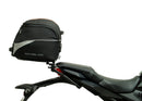 Image showcasing a Ventura EVO-12 Bike-Pack Kit containing three components: a black and gray EVO-12 pack with zipper, an Evo-Rack on a Honda CB 650R/CBR 650R (19-20) for stability, and L-brackets with screws, all in this generic image.