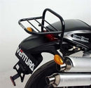The Ventura EVO-12 Bike-Pack Kit for Ducati 996 Monster S4R S (07) includes a black EVO-12 Pack, Sport-Rack-mounted EVO-Rack on a motorcycle, and an L-Bracket with screws—all shown as a "Generic Image.