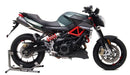 The Ventura EVO-12 Bike-Pack Kit for the Aprilia Shiver 900 (2019) includes a sleek black pack, an Adjustable Pack-Rack for bike mounting, and an L-Bracket with screws for secure attachment.
