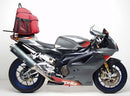 Ventura EVO-12 Bike-Pack Kit for Aprilia RSV 1000R Factory (04-08) includes a black EVO-12 pack, Adjustable Pack-Rack, and L-brackets with screws; generic image shown.