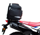 Image of a Ventura EVO-12 Bike-Pack Kit for the Honda CRF 250L Rally (17-21). Includes a sleek black bike-pack, an EVO-rack, and adjustable L-bracket. The EVO-12 Pack and Top-Box Rack are labeled, with the L-bracket marked "Generic Image," featuring screws for easy assembly.