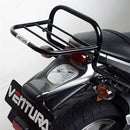 The Ventura Buell 984 Lightning XB9S (03-04) kit includes a sleek black EVO-12 Bike-Pack with orange accents, a robust black Evo-Rack, and an L-bracket with screws for quick assembly.