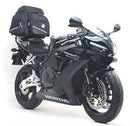 The image shows a Ventura EVO-12 bike-pack kit, including a black EVO-12 pack and an Adjustable Pack-Rack for versatile storage, along with an L-bracket and screws designed for installation on the Honda CBR 1000 RR6, RR7 Fireblade (06-07).