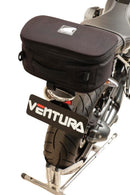 The Ventura EVO-12 Bike-Pack Kit for the BMW R nineT (15 - >) includes a stylish black pack with orange accents, mounted on the EVO-RACK. It features a versatile Top-Box Rack with L-brackets and screws, as shown in a generic image.