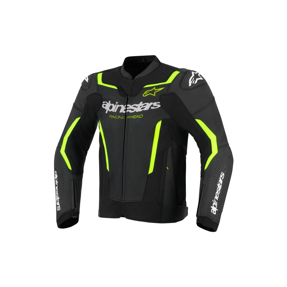 Leather Jacket Mens Alpinestars Air Gp Force V2 Black/Yellow