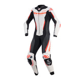 Alpinestars Womens Stella Gp R7 1 Piece Leather Motorcycle Race Suit - White/Black/Red Fluo