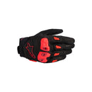 The ALPINESTARS Sp X 7 Gloves are black short sports gloves with red accents, protective knuckle guards, perforated details for breathability, and a logo on the back, shown against a white background.
