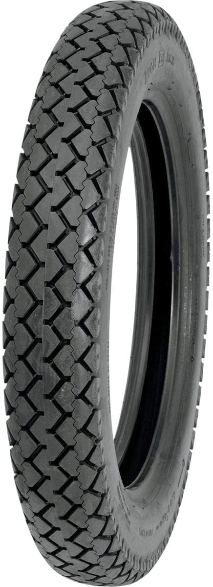 A black Avon Vintage and Classic Tire by Avon Tyres with a shiny silver rim shows a classic tread of thin parallel grooves on its circumference, set against a plain white background.
