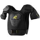 The EVS Sports BANTAM Youth Roost Deflector, shown in black and yellow on a white background, features chest and shoulder padding for excellent impact protection in motocross.