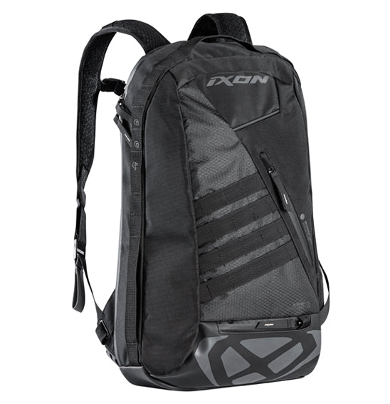 The Ixon V-CARRIER 25 Backpack by Ixon is a bright yellow-green urban backpack featuring black straps and a black logo that reads "Ixon" on the back. Its sleek design includes reflective piping for added safety, and it appears to be made of waterproof material.