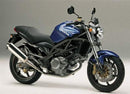 Image displaying a bike pack kit called Cagiva 650 Raptor (01-04) by Ventura. Features an EVO-12 Pack with orange and black design, an Evo-Rack attached to the bike, and an L-Bracket with screws labeled as "Generic Image.