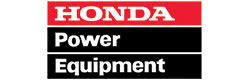 The image shows the logo of Honda Power Equipment. The logo consists of three stacked rectangular sections. The top red section contains the word "HONDA" in white text, the middle black section contains the word "Power" in white text, and the bottom black section contains the word "Equipment" in white text.