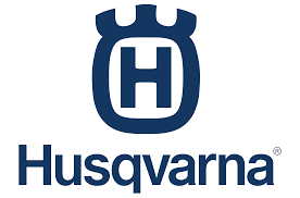 Logo of Husqvarna featuring a stylized "H" within a blue crest-like design above the word "Husqvarna" in bold blue text.
