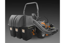 A Husqvarna PZ/Z500X Series riding lawn mower equipped with the Husqvarna 3 Bin Collector with Blower attached to the rear for grass collection. The mower features a sturdy frame, a high-back seat, and a roll bar. It has a hose connecting the mower deck to the 3 Bin Collector for efficient grass transfer.