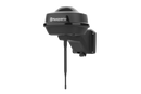 A black Husqvarna EPOS Reference Station with a sleek, dome-shaped top and a mounting bracket, designed for automated lawn maintenance within a 500-metre work area. The unit is shown against a plain white background.