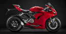 The image shows a Ventura EVO-12 Bike-Pack Kit in gray and orange on a bike with a Sport-Rack and L-Bracket, showcasing the Ducati Panigale V2 model from 2021 onwards.