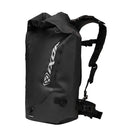 The Ixon A-RIVER 35 Backpack Black from IXON boasts a 35-litre capacity and features padded shoulder straps, adjustable chest and waist straps, and a sleek rectangular design. This waterproof backpack is perfect for outdoor activities or travel, thanks to its water-resistant finish and versatile removable straps.