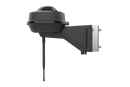 A black Husqvarna EPOS Reference Station with a sleek, dome-shaped top and a mounting bracket, designed for automated lawn maintenance within a 500-metre work area. The unit is shown against a plain white background.