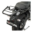 The EVO-12 Bike-Pack Kit image includes a black bike pack labeled 'EVO-12 PACK', an 'EVO-RACK' sport-rack on a Honda CBR 600 FX-03 by Ventura, and metal brackets with screws labeled 'L-BRACKET Generic Image'.