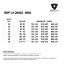 Size chart for REVIT Terry SK Chino - Mens