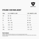 Size chart for REVIT Cyclone 4 H2O Rain Jacket