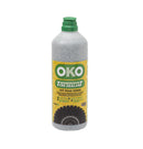 A bottle of OKO Tyre Sealant - INDUSTRIAL Off-Road is shown. The bottle is mostly gray with a green cap and features a yellow label with green and white text, showcasing a graphic of a black tire at the bottom. Ideal for puncture repair in tubeless tyres, the container holds 1250 mL of product.
